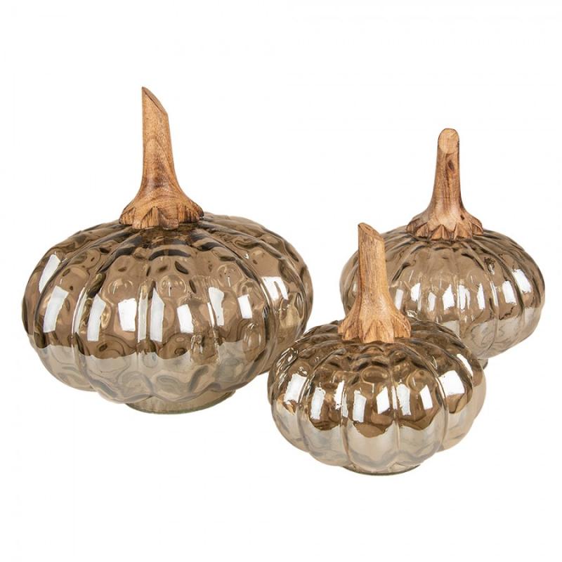 Dekoration Pumpa 15 Cm Brun Grönt Glas