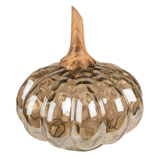 Dekoration Pumpa 23 Cm Brun Grönt Glas