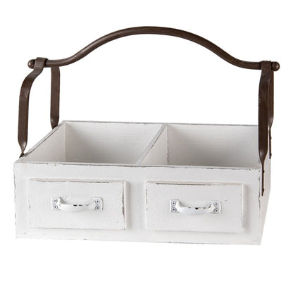 Dekorativ korg Förvaringskorg 41x19x29 cm Vit trä/metall rektangel