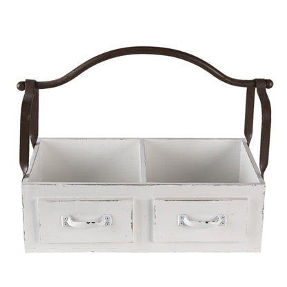 Dekorativ korg Förvaringskorg 41x19x29 cm Vit trä/metall rektangel