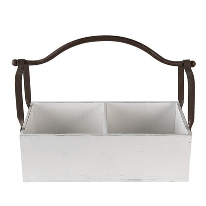 Dekorativ korg Förvaringskorg 41x19x29 cm Vit trä/metall rektangel