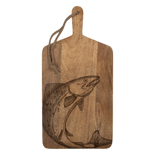 Dekorativt Fat  skärbräda 25x2x50 cm Brun träfisk