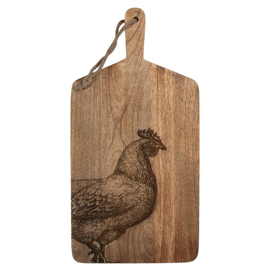 Dekorativt Fat  skärbräda 25x50x2 cm Brown Wood Chicken