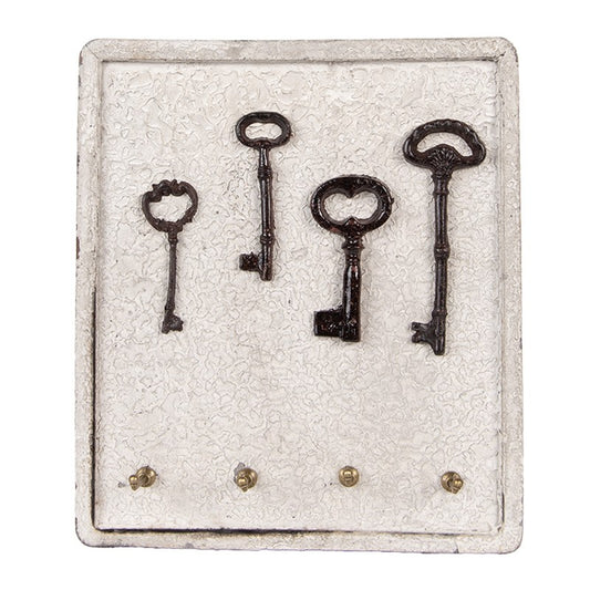 Hallmöbel Nyckelställ 22x5x25 cm Beige Trä Metall