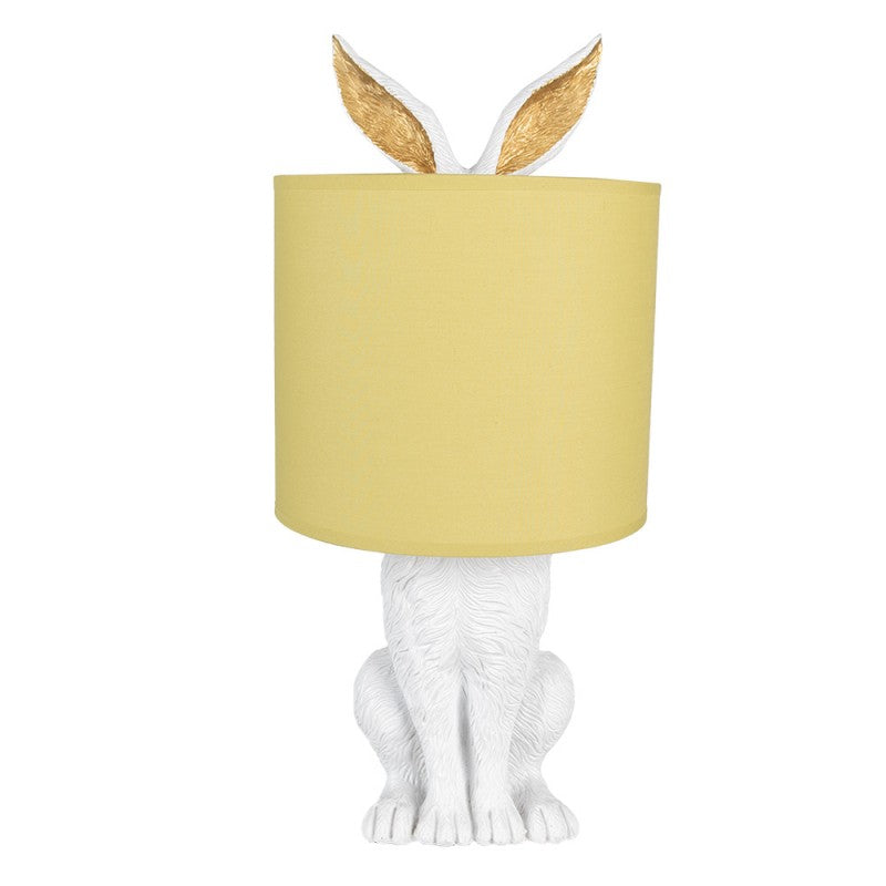 Bordslampa Kanin Ø 20x43 cm Vit Gul Polyresin