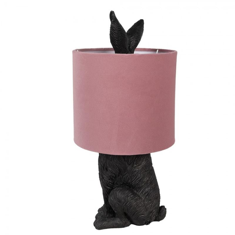 Bordslampa Kanin Ø 20x43 cm Svart Rosa Polyresin