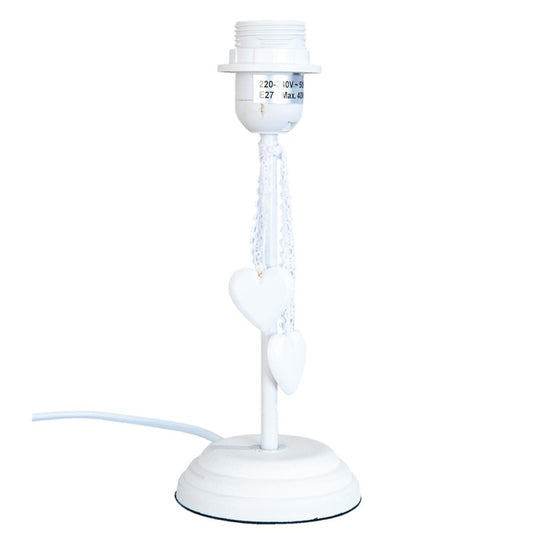 Bordslampa Lampfot Ø 10x24 cm Vit Trä Hjärta Rund