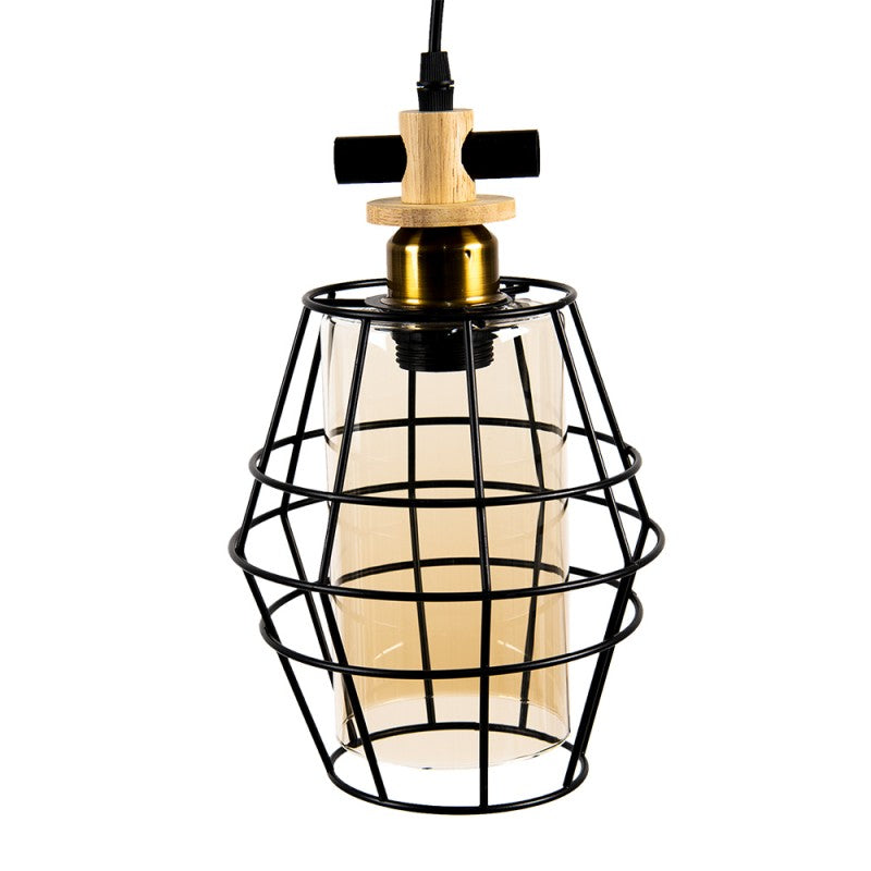 Taklampa Pendellampa 18x18x31 Cm Svart Metall Glas Matbordslampa