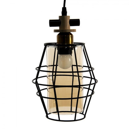 Taklampa Pendellampa 18x18x31 Cm Svart Metall Glas Matbordslampa