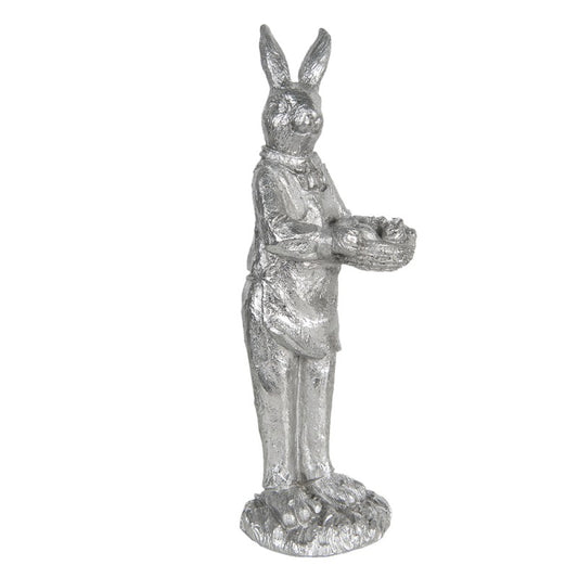 Påskdekoration Kanin 33 Cm Silverfärgad Polyresin