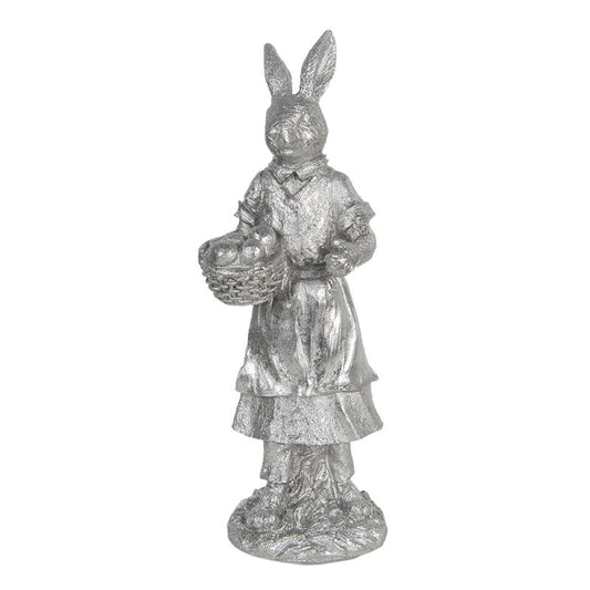 Påskdekoration Kanin 34 Cm Silverfärgad Polyresin