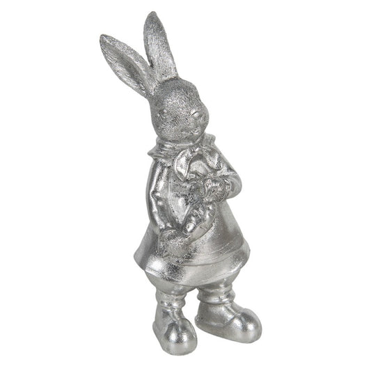 Påskdekoration Kanin 22 Cm Silverfärgad Polyresin