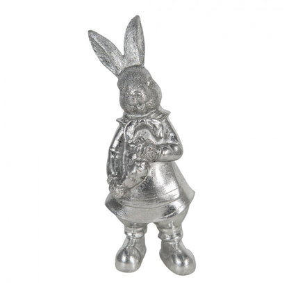 Påskdekoration Kanin 22 Cm Silverfärgad Polyresin
