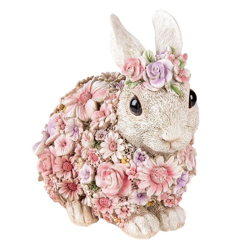 Påskdekoration Kanin Blommor 19x12x18 Cm Rosa Polyresin