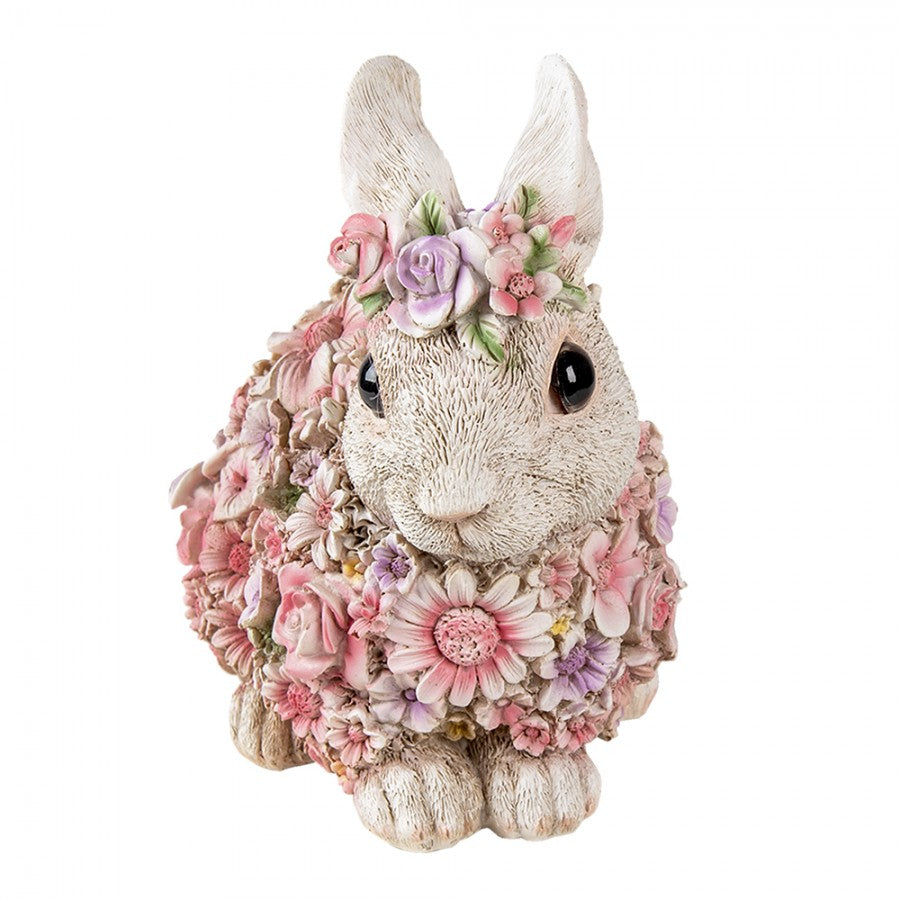 Påskdekoration Kanin Blommor 19x12x18 Cm Rosa Polyresin