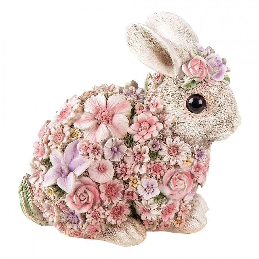Påskdekoration Kanin Blommor 19x12x18 Cm Rosa Polyresin