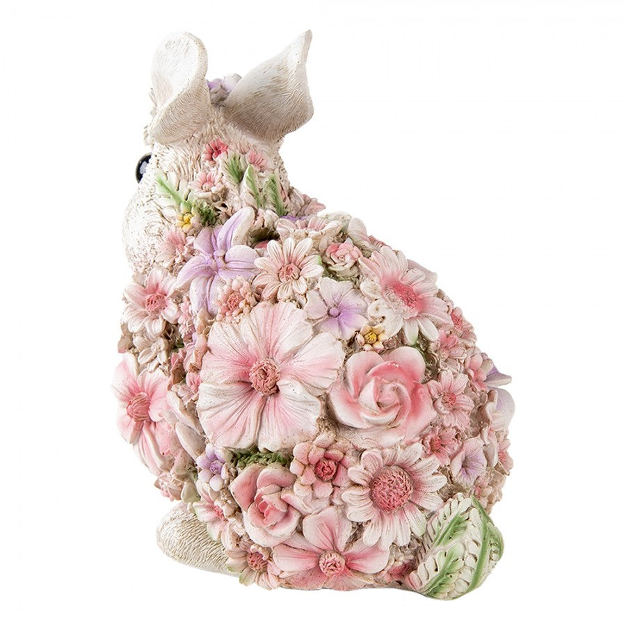 Påskdekoration Kanin Blommor 19x12x18 Cm Rosa Polyresin