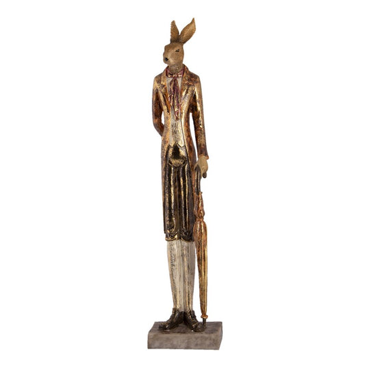 Påskdekoration Staty Kanin Guld 11x9x51 cm