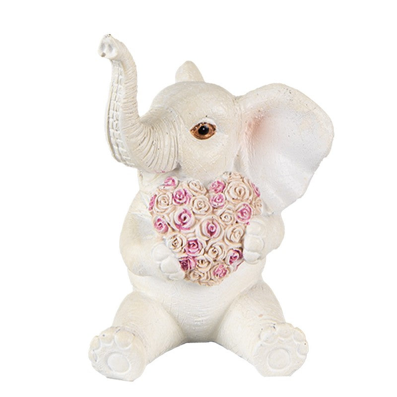 Dekoration Djur Elefant 10 Cm Vit Rosa Polyresin