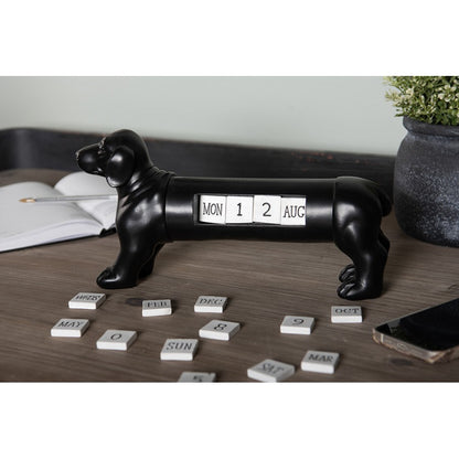 Dekoration Djur Hund Kalender Svart 31x8x15 cm