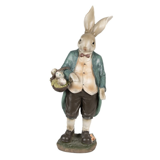 Påskdekoration Kanin 38 Cm Brun Grön Polyresin