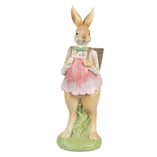Påskdekoration Kanin 31 Cm Brun Rosa Polyresin