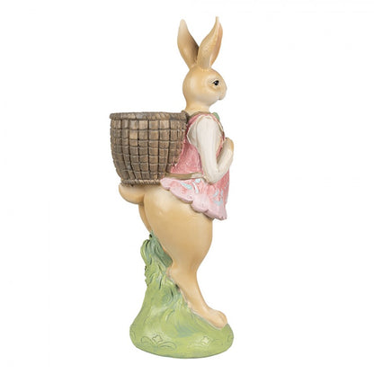 Påskdekoration Kanin 31 Cm Brun Rosa Polyresin