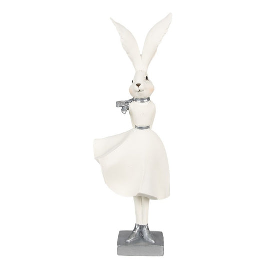 Påskdekoration Kanin 37 Cm Vit Silverfärgad Polyresin