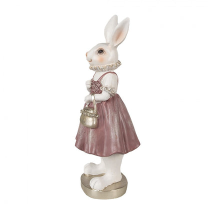 Påskdekoration Kanin 27 Cm Vit Rosa Polyresin