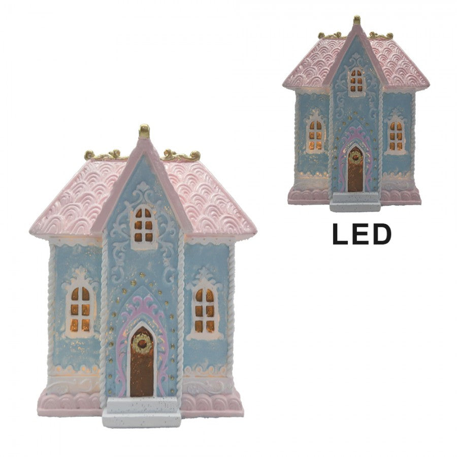 Juldekoration Inomhus hus med LED Blå Rosa 12x9x15 cm