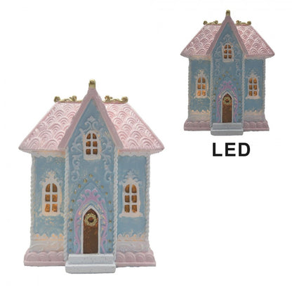 Juldekoration Inomhus hus med LED Blå Rosa 12x9x15 cm