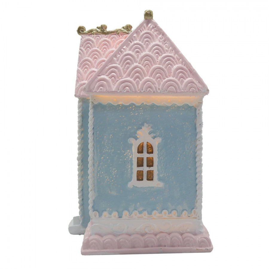 Juldekoration Inomhus hus med LED Blå Rosa 12x9x15 cm