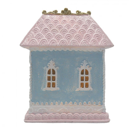 Juldekoration Inomhus hus med LED Blå Rosa 12x9x15 cm