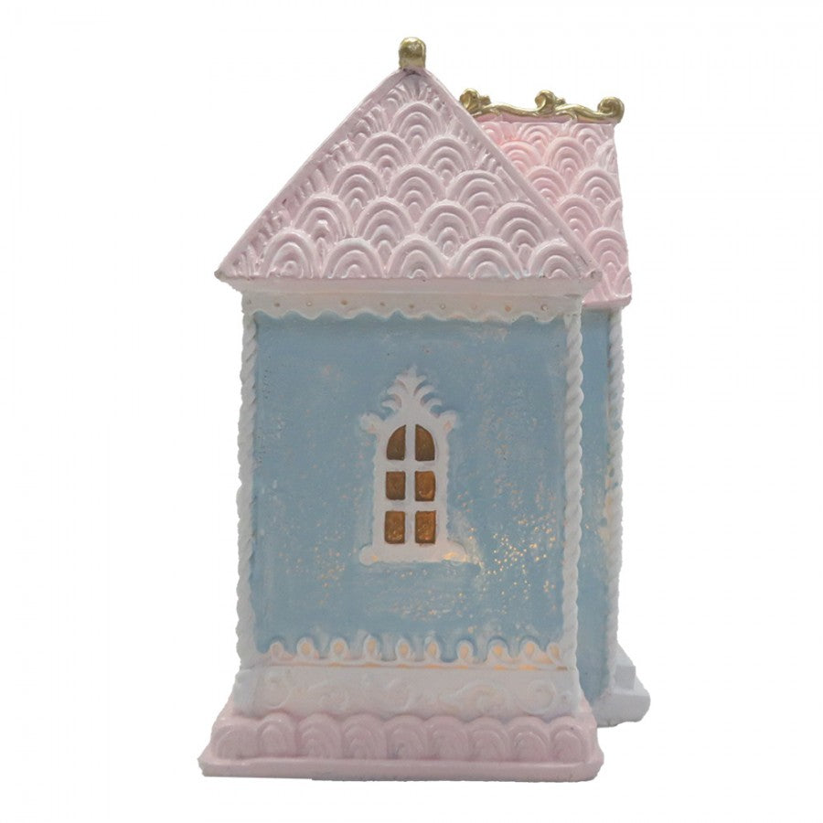 Juldekoration Inomhus hus med LED Blå Rosa 12x9x15 cm