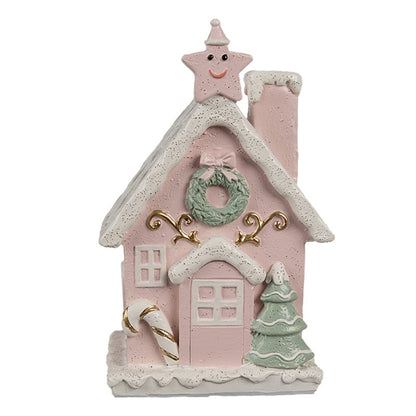 Juldekoration Inomhus hus med LED Rosa 10x8x15 cm