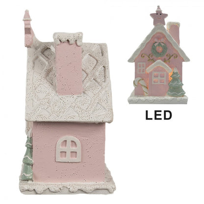 Juldekoration Inomhus hus med LED Rosa 10x8x15 cm