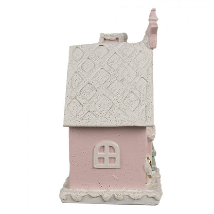 Juldekoration Inomhus hus med LED Rosa 10x8x15 cm