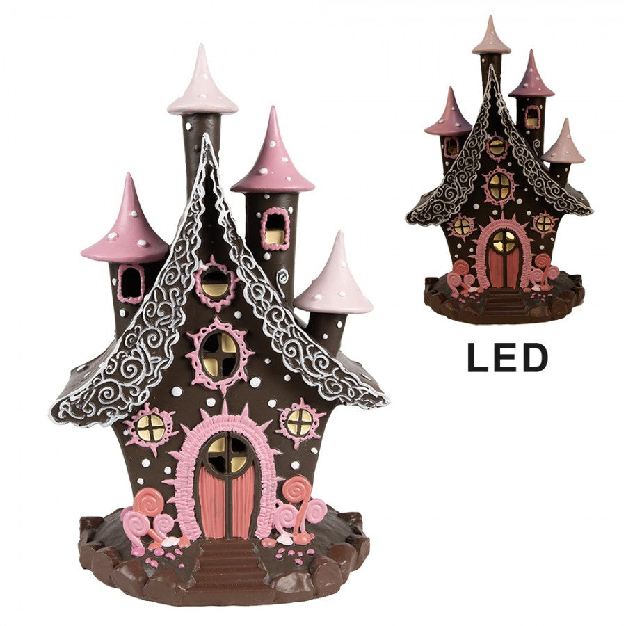 Juldekoration Inomhus hus med LED Brun Rosa 16x13x26 cm / 3xAA