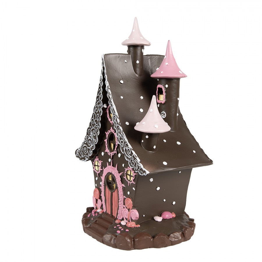 Juldekoration Inomhus hus med LED Brun Rosa 16x13x26 cm / 3xAA