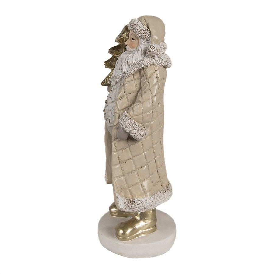 Juldekoration Inomhus Jultomten Beige Guldfärgad 10x8x21 cm