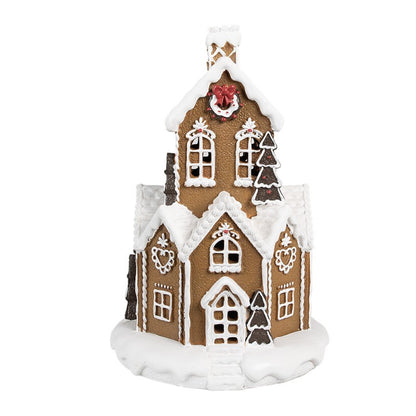 Juldekoration Inomhus hus med LED Brun Vit Ø 21x33 cm / 3xAAA