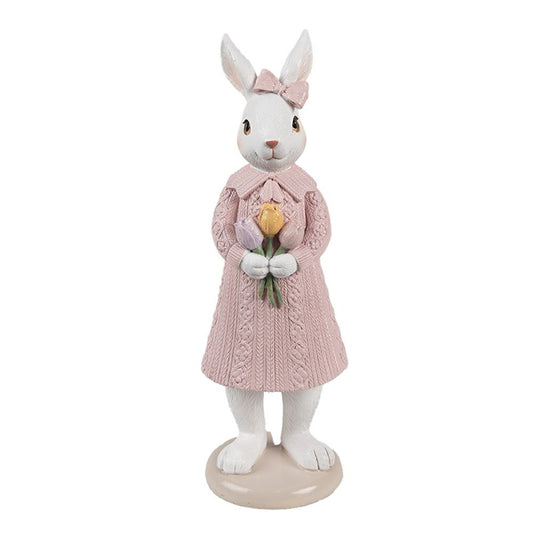 Påskdekoration Kanin 23 cm Vit Rosa