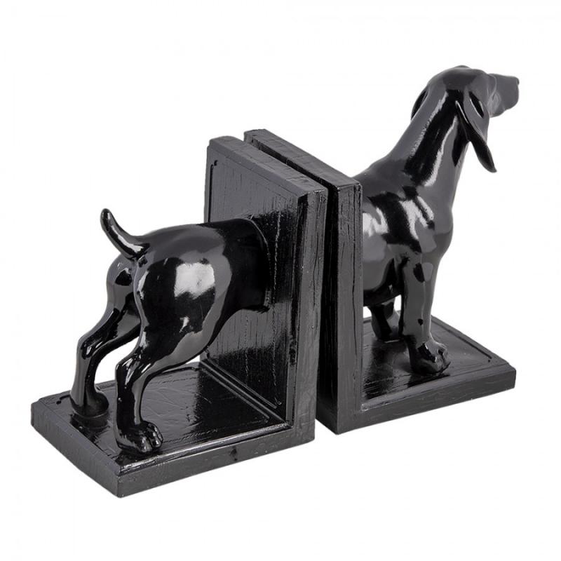Dekoration Bokstöd 2-pack hund 25x9x15 Cm svarta Polyresin