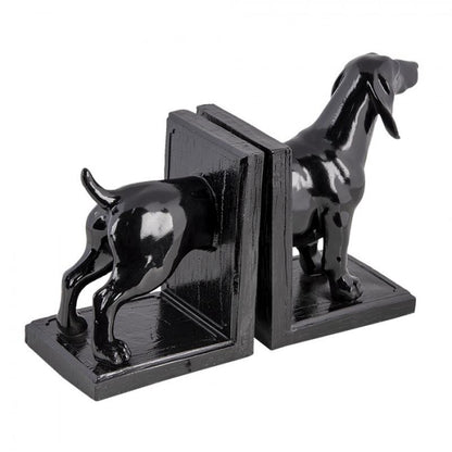 Dekoration Bokstöd 2-pack hund 25x9x15 Cm svarta Polyresin