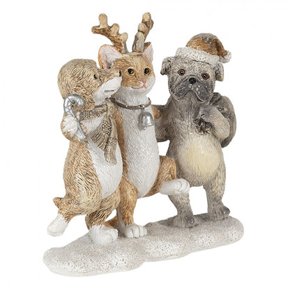 Juldekoration Inomhus Djur 13x5x12 Cm Grå Beige Polyresin