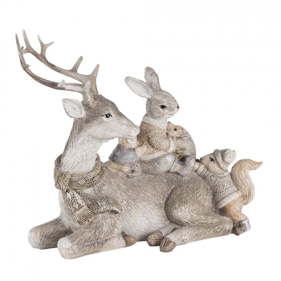 Juldekoration Inomhus Deer Grey 20x10x16 cm