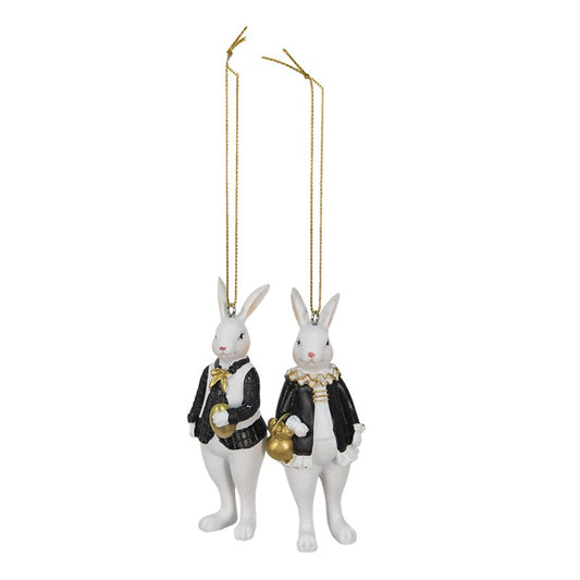 Påskdekoration Kanin 2-pack 4x4x10 Cm Svart Vit Polyresin