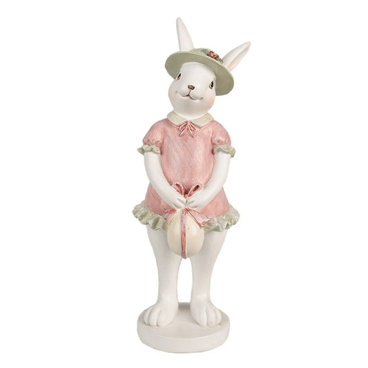 Påskdekoration Kanin 26 Cm Vit Rosa Polyresin