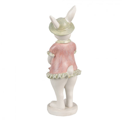 Påskdekoration Kanin 26 Cm Vit Rosa Polyresin