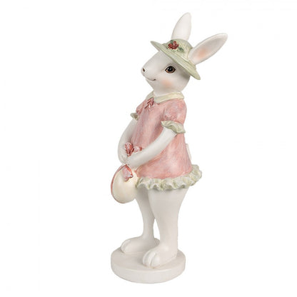 Påskdekoration Kanin 26 Cm Vit Rosa Polyresin